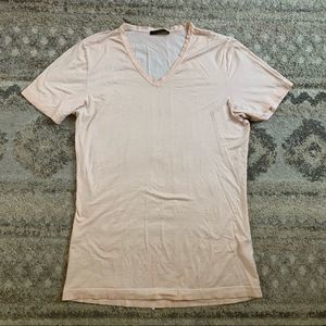 Ari Italy Pink Peach V-neck Shirt Medium